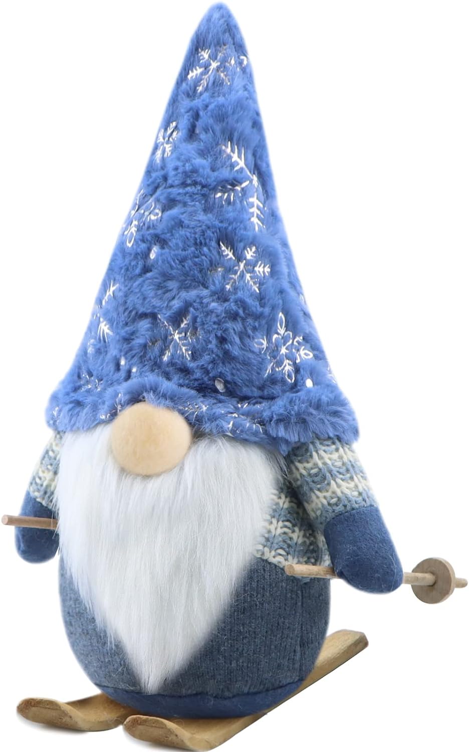 Godeufe Christmas Gonk Decor Gnomes Gift Xmas Decoration with Sled for Home Kitchen Farmhouse Tiered Tray, Elf Dwarf Figurines Handmade Scandinavian Tomte 31 cm (Blue)