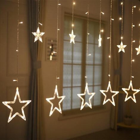 2M Star Curtain Lights with 12 Stars, 138 LED String Lights, 8 Modes – Perfect for Christmas & Events