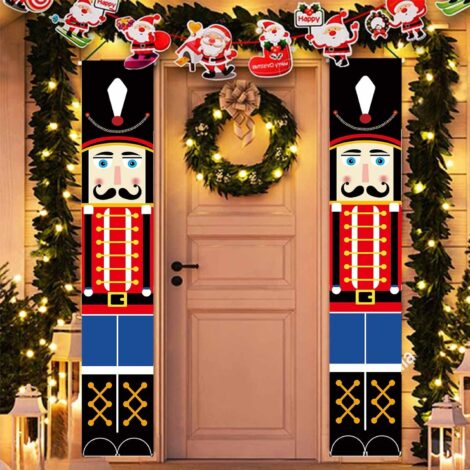 Christmas Nutcracker Soldier Door Banner – Outdoor Xmas Decor with Life Size Figure and Wall Mount