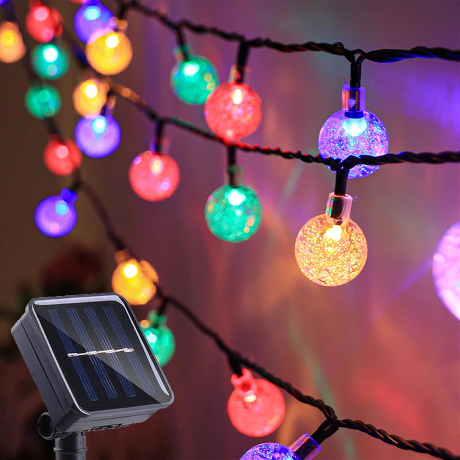 ITICdecor Solar Fairy Lights 13Ft 20LED Outdoor Garden String Lights Waterproof Crystal Balls Easter Lights for Party Fence Camping Patio Christmas Easter Decoration (Multicolor)