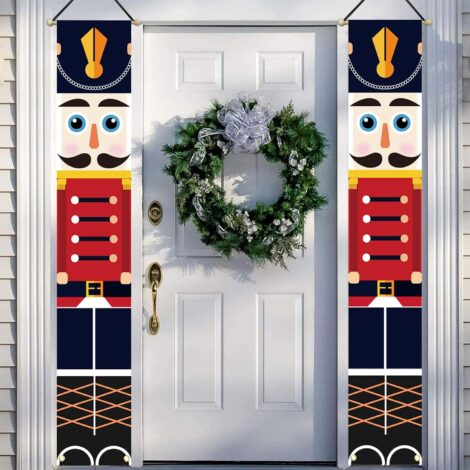 Shortened Product Name: Life Size Nutcracker Banners for Outdoor Christmas Decorations (180cm, 1 Pair)