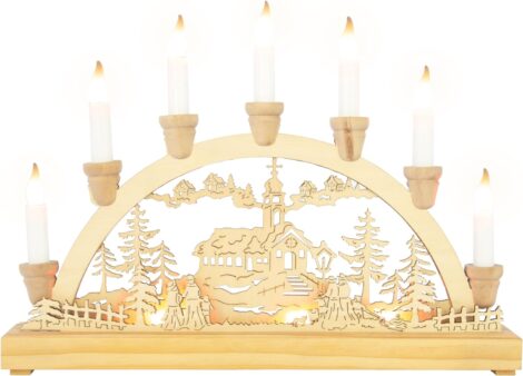 Wooden Candle Bridge / Battery Operated / Indoor Christmas Decoration / 36cm x 27.5cm