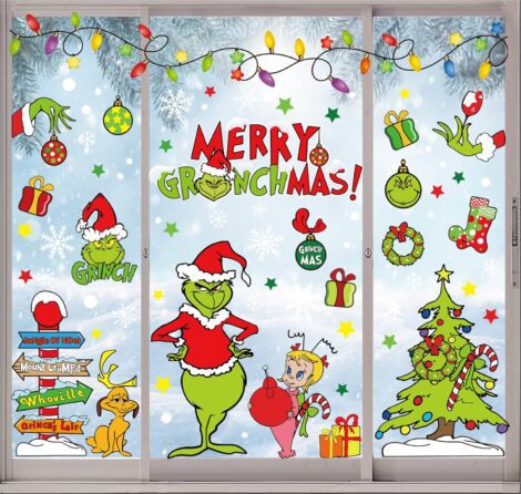 AnyDesign 6 Sheet Christmas Window Clings – Festive, Colorful Decals for Home, School, or Office Xmas Decor