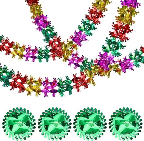 4-Count Foil Christmas Garland for Ceiling Decor, Holiday Party Supplies