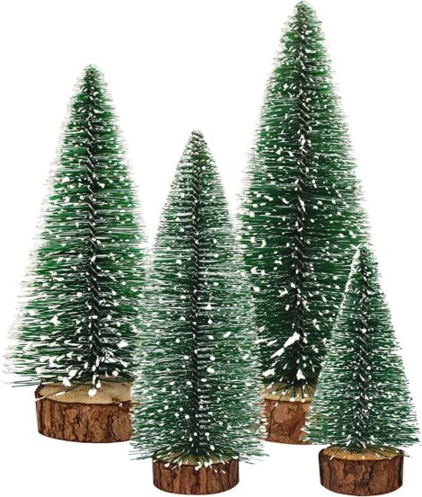 4pcs Dream Loom Mini Christmas Trees for Xmas Home Tabletop Decor (Green)