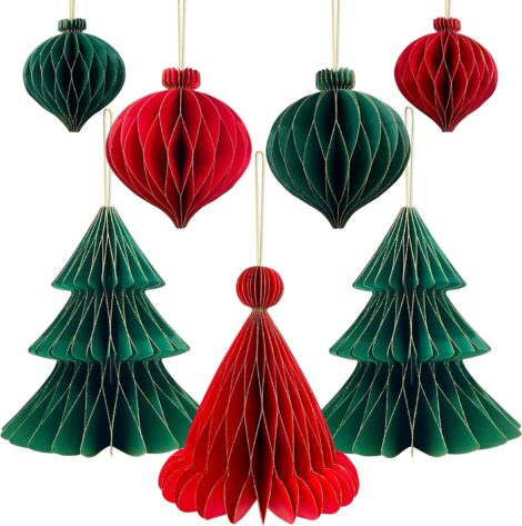 Reusable Christmas Table Decor Set – Paper Indoor Decorations – Vintage Hanging Decs