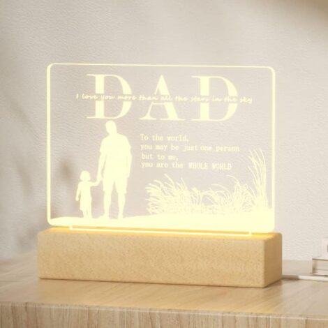Customized Dad Night Light – Ideal Father’s Day, Christmas, Birthday Gifts – 3 LED Lights