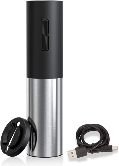 Circle Joy Electric Wine Opener: Rechargeable, Automatic Corkscrew Set, Electronic, Black Silver, Wine Opener Gift.