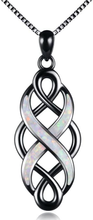 Opal Celtic Knot Necklace: Sterling Silver Infinity Love Pendant – YFN Jewelry.