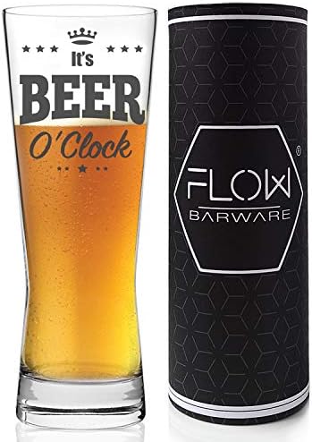 FLOW Barware Pint Glass: Fun and Novelty Men’s Gift for Beer, Ale, Cider