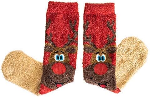 Martins Chocolatier Christmas Socks with Reindeer Design Soft and Fluffy Festive Socks for Men and Women | Secret Santa Gift | Stocking Filler