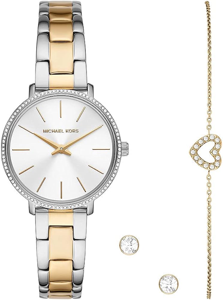 Michael Kors Watch for Women Pyper, 32mm Case Size, Two Hand Movement, Stainless Steel Strap