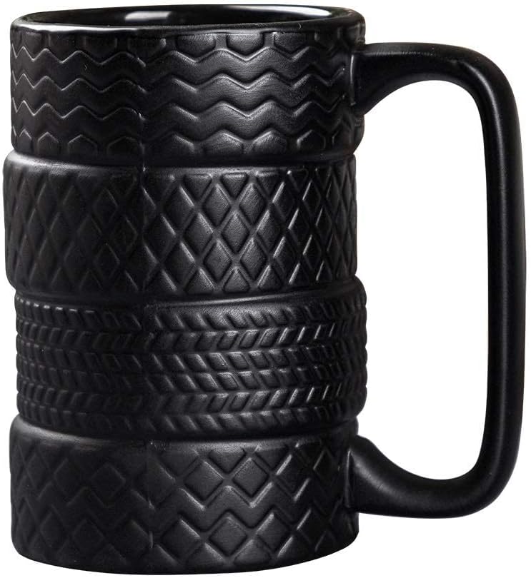 NEWBEER Tire Mug Car Wheel Cup for Coffee Tea Drinks Ceramics Tyre Cup Funny Gift Black 5 * 3 * 3inch 13.5oz