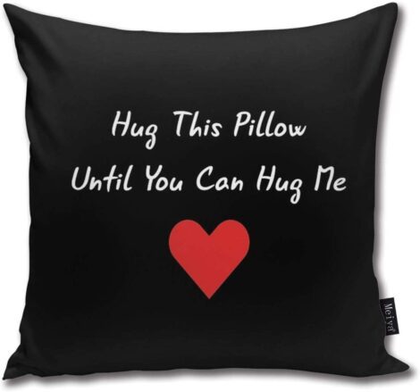 Long Distance Hug Throw Pillow Cover – Home Decor Cushion Case – 18×18 – Girlfriend Gift