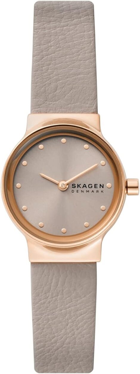 Skagen Women’s Freja Lille Watch, 26mm Rose Gold, Eco Leather strap (SKW3005).