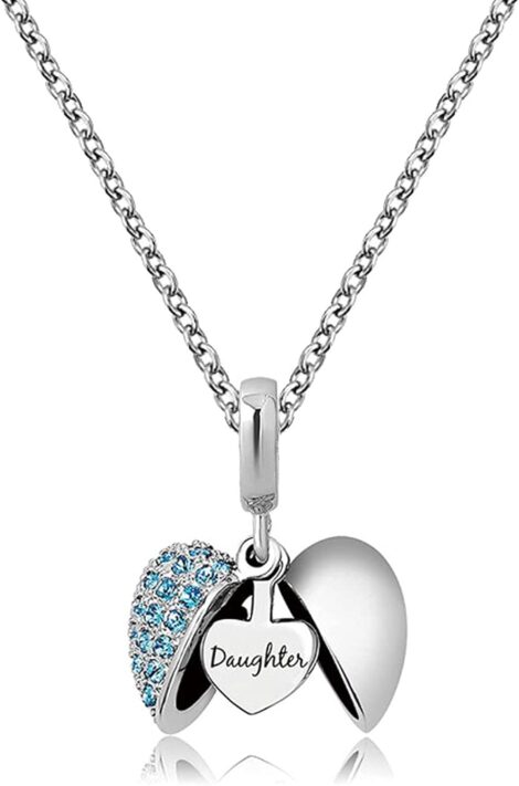 KunBead Love Heart Necklace: Mum and Dad’s Gift for Daughter, Women, and Girls (18″)