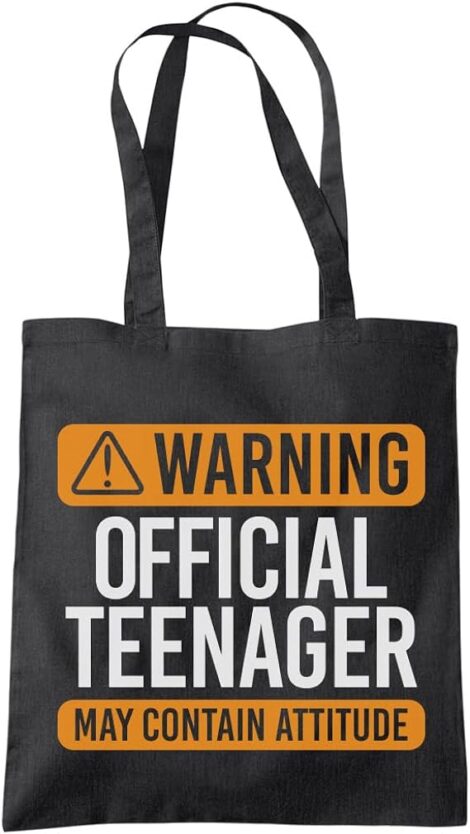 Funny Teenager Attitude-Warning Tote Bag for 13th Birthday: Official Teen!