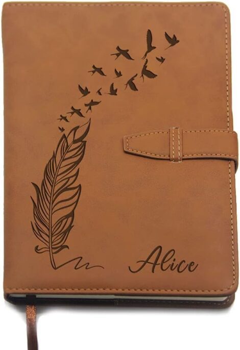 Custom A5 PU Leather Journal: Personalized Christmas Diary – Brown Design 1.