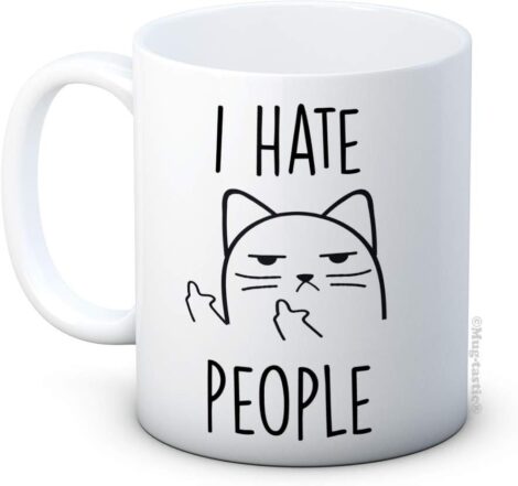 Rude Cat Coffee Mug – Funny Ceramic, Perfect for Secret Santa!