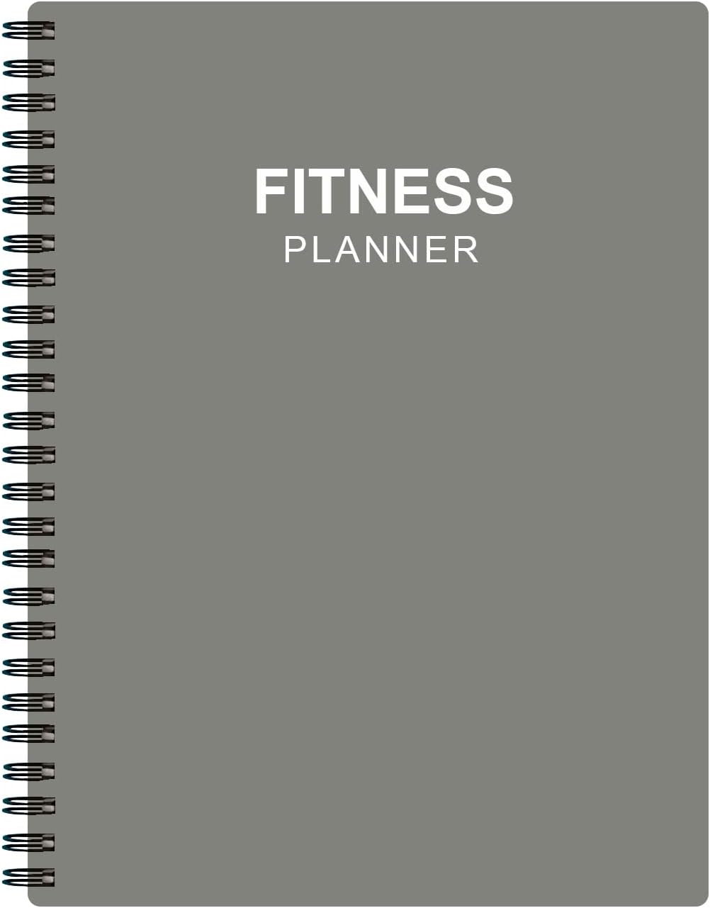 Fitness Journal for Women & Men - A5 Workout Journal/Planner to Track Weight Loss, GYM, Bodybuilding Progress - Daily Health & Wellness Tracker, Grey, 14.8 x 21cm