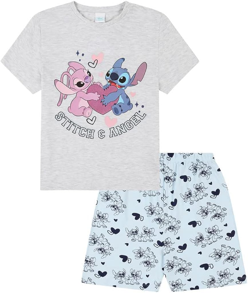 Disney Stitch & Angel Girls Cotton Short Pyjama Set