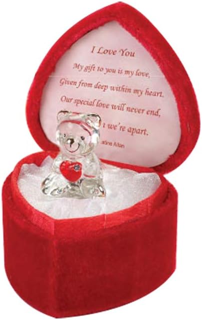 Valentine’s Love Teddy: Red Heart Boxed Glass Gift, Perfect Present for Christmas & Valentine’s Day.