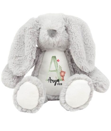 Custom Bunny Rabbit, Personalized Plush Toy, Name Teddy, Cuddly Teddy, Baby Shower Gift.