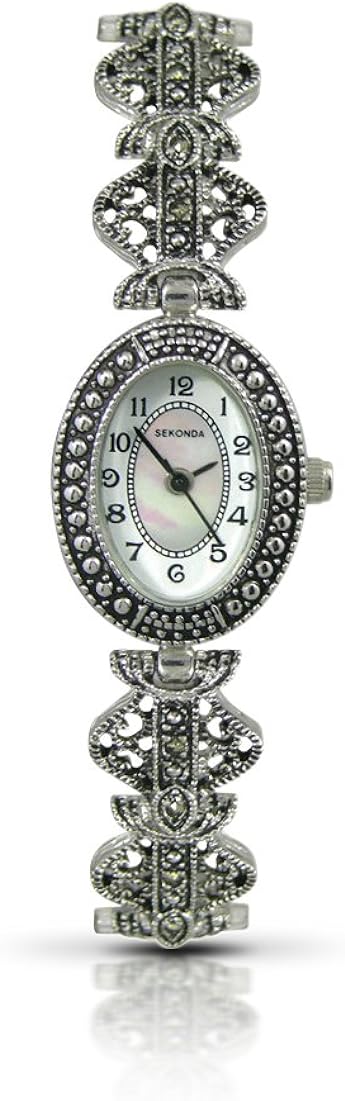 Sekonda Ladies 19mm Marquisate Bracelet Watch with Stone Case and Mother of Pearl Dial