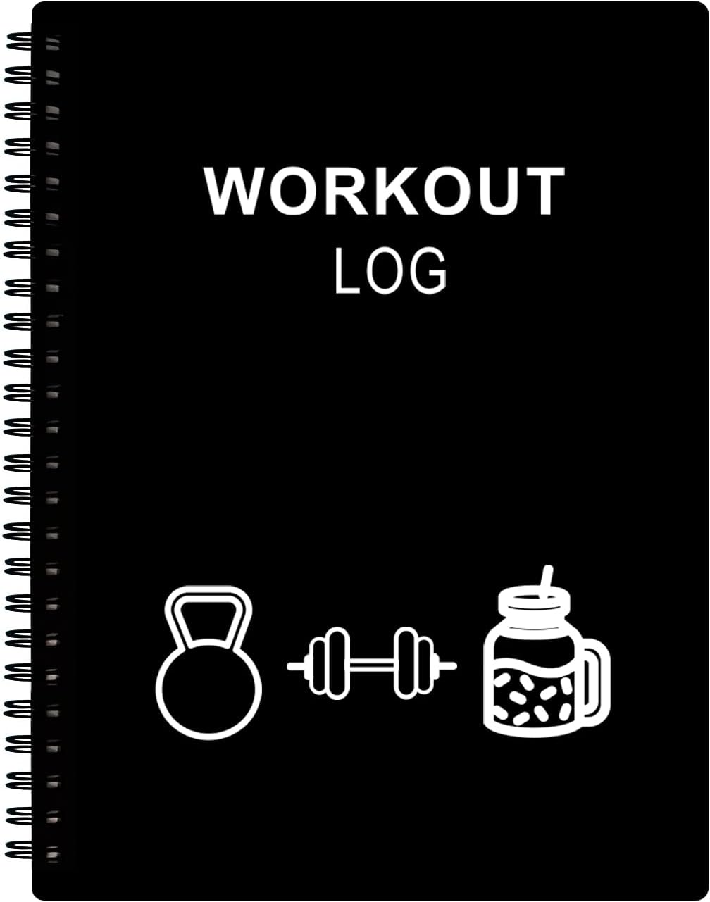 Workout Log for Women & Men - A5 Fitness Planner/Journal to Track Weight Loss, Workout Journal for GYM, Bodybuilding Progress - Daily Health & Wellness Tracker, Black