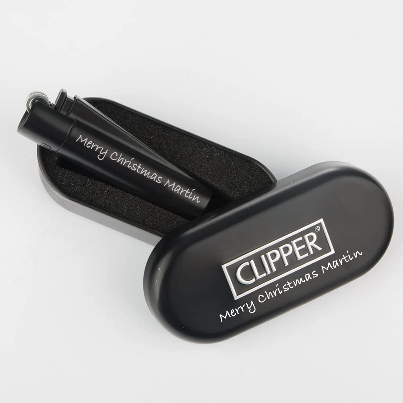 Limited Edition - Clipper Lighter ® Deep Laser Engraved Personalised Black Metal - Engraving Included for Birthdays, Anniversaries, Weddings and Valentines