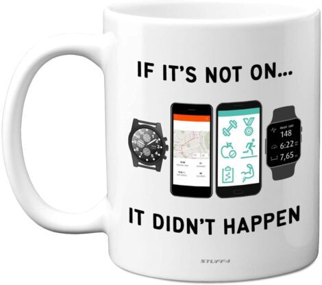 Stuff4 Mug for Cyclists/Runners – “It Didn’t Happen” – Funny Fitness Gift for Athletes.