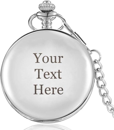 Custom Engraved Pocket Watch: Personalized Gift for Dad, Boyfriend, Husband, Uncle, or Grandad with Box