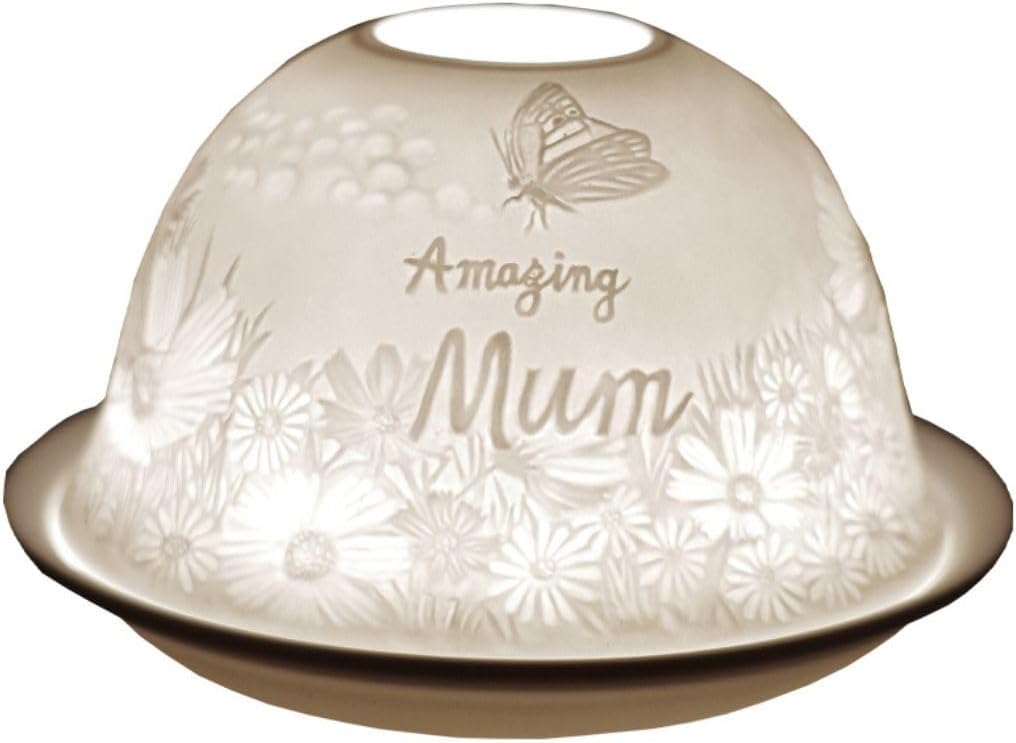 Cello Porcelain Tealight Holder Dome, Amazing Mum Tealight Candle Holder, Gifts For Mum. A Stunning Candle Holder Projecting a Loving Message. Suitable To Be Used With Tealights. Christmas Mum Gifts!