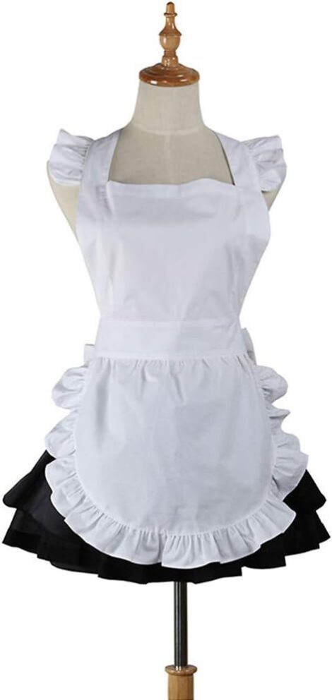 Women’s Retro Kitchen Restaurant Apron, Cute White, Perfect Gift for Waitresses and Girls.