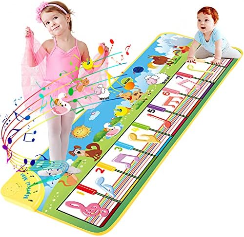 UNTIL YOU Piano Mat,Musical Mat,Kids Touch Play Piano Dance Mat with 8 Animal Sounds,Multi-Function Toddlers Music Mat with Record Playback Baby Early Education Toy 1/2/3/4/5 Year Old Boy Girl Gifts