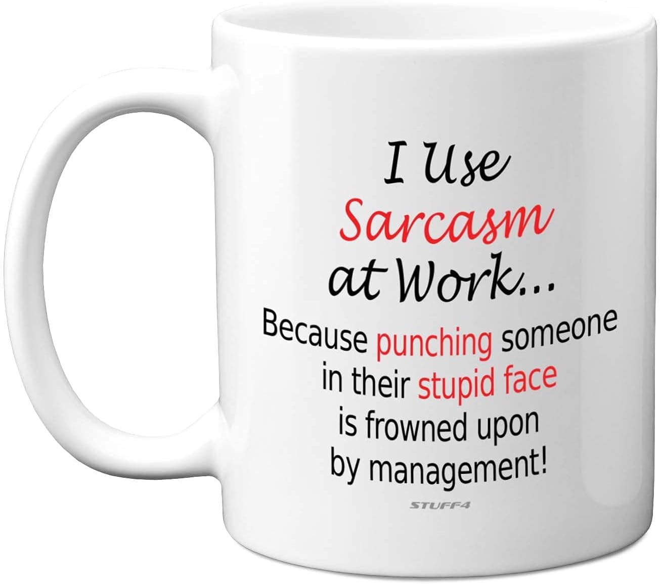 Funny Mugs for Men Women - I Use Sarcasm at Work - Work Desk Novelty Mugs, Mugs for Work Colleagues, Secret Santa Funny Gifts, Great Gift Christmas Birthday Present Idea, 11oz Dishwasher Safe Mug