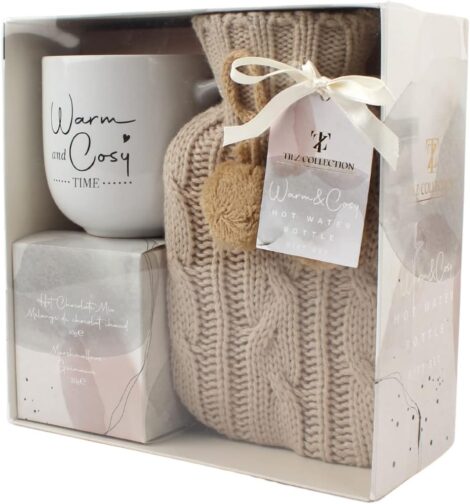 Hot Chocolate Gift Set with Mug, Marshmallows, and Mini Hot Water Bottle – Perfect Gift for Her