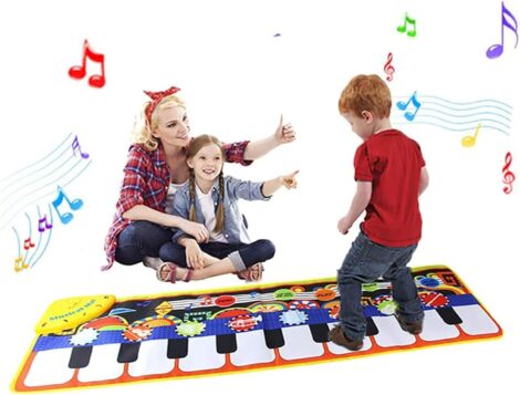 Piano Music Dance Mat: Toys for 1-6 Yr Olds, 19 Keys, 8 Instruments, Speaker & Recording.