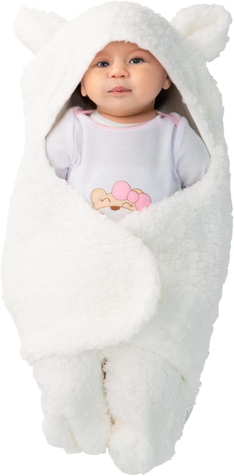 CUQOO Cozy Cream Newborn Swaddle Suit – Soft Baby Wrap | 100% Cotton | Comfy Essentials