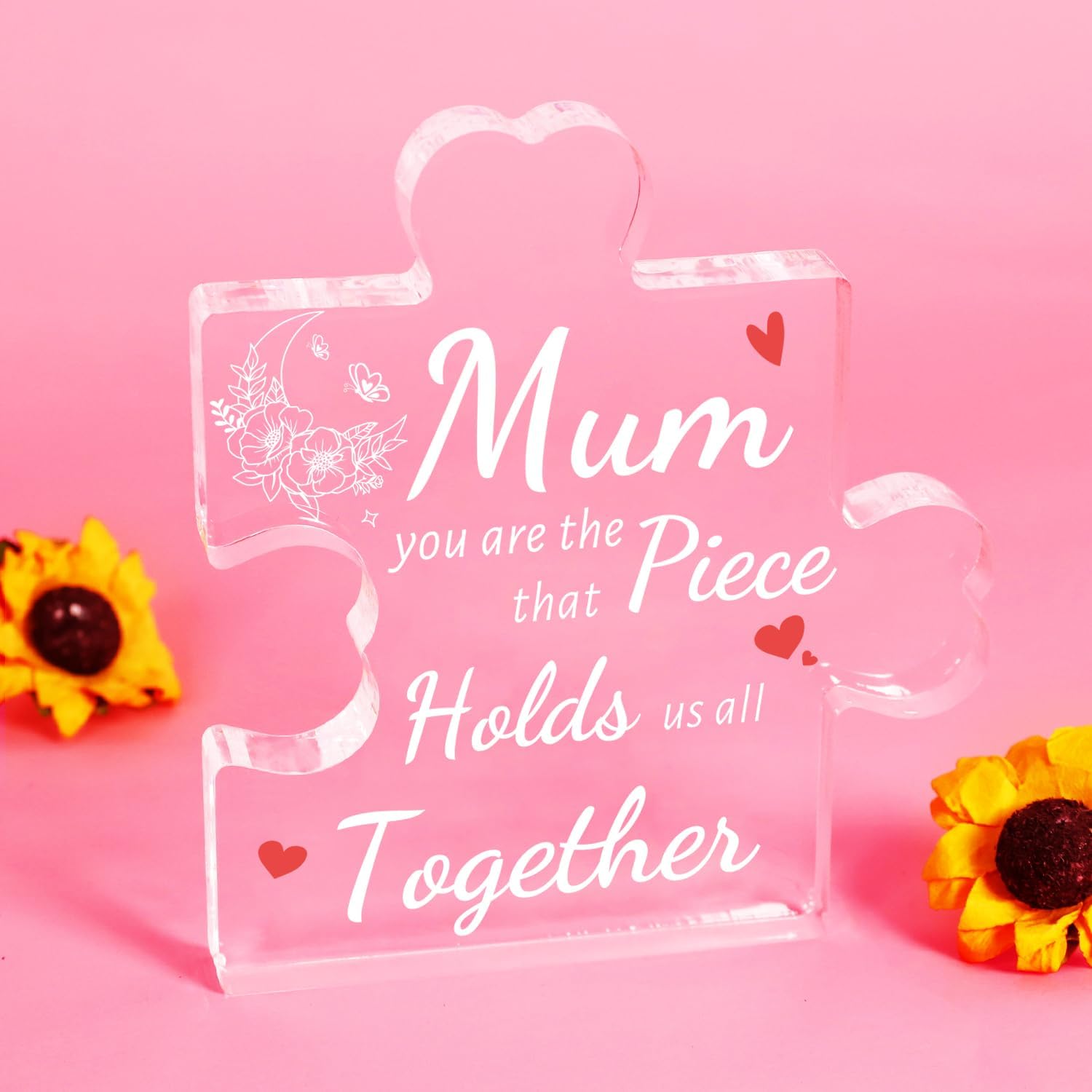 Mum Birthday Gifts, Gifts for Mum from Daughter or Son, Engraved Acrylic I Love You Mum Gift for Mother's Day