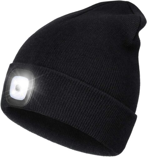 LED Lighted Beanie: Rechargeable, Perfect Dad Gift for Christmas, Hands-Free Cap with Light.