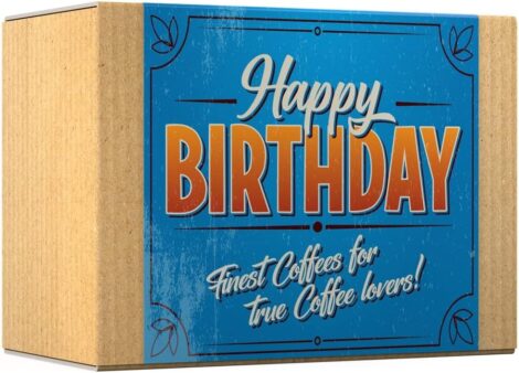 Happy Birthday Gourmet Coffee Gift Set – Ground Coffee 600g, 6 Finest Single Origin Coffees. Perfect gift for coffee lovers at home.