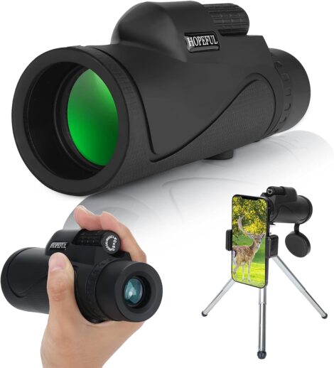 40×60 Monocular Telescope with Tripod, Mobile Phone Holder, Storage Bag – Perfect Novelty Gift for Men, Waterproof & Anti-fog