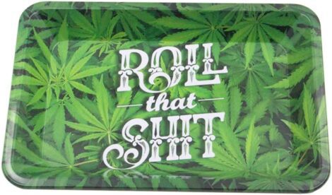 Green Metal Cigarette Rolling Tray – Tobacco Holder for Cigar Smoking (11.3″ x 7.5″)