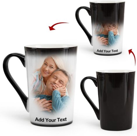 Funny Christmas Custom Photo Mug with Text, 12oz Color Changing Coffee Cup – Personalized Gift for All.