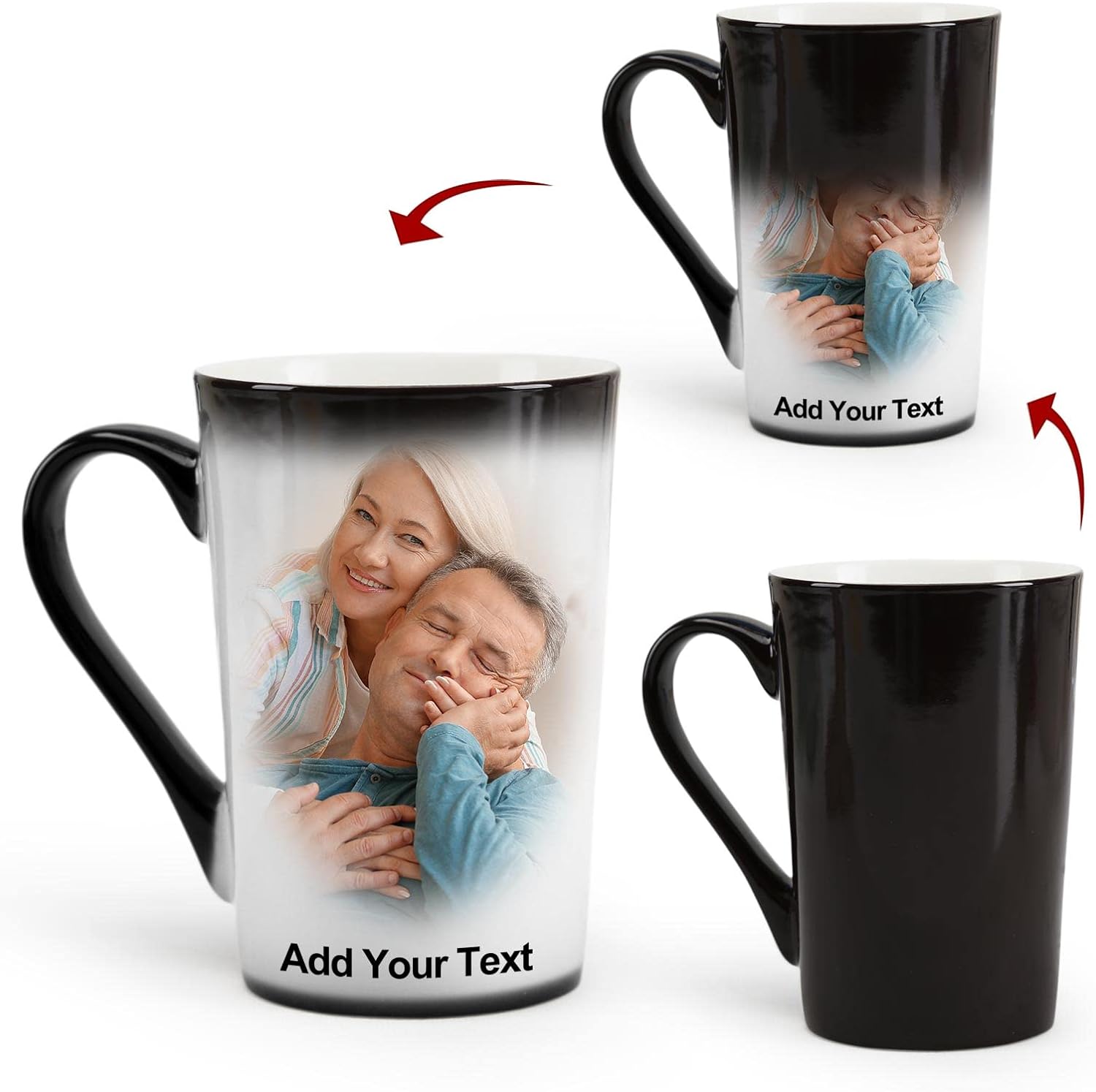 Personalised Mug with Photo and Text, Custom Coffee Mugs 12oz, Customised Heat Color Changing Cup is a Funny Gifts for Christmas, Child, Lover, Father and Mother.