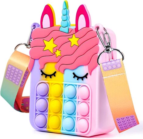 Hirsrian Rainbow Pop Bag: Fashionable Shoulder Toy for Stress Relief, Kids and Adults (Unicorn)