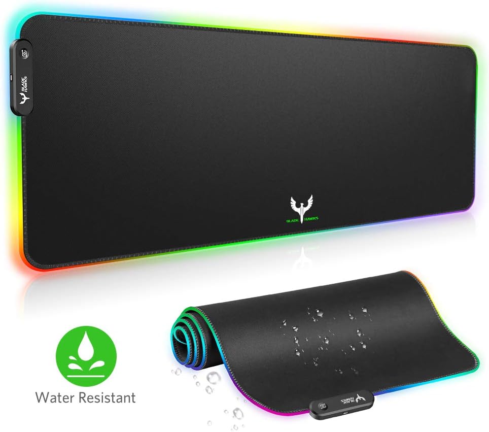 RGB Gaming Mouse Pad, BLADE HAWKS Oversized LED Extended Mousepad with Non-Slip Rubber Base, 9 Chroma RGB Keyboard Mouse Mat for Computer, PC, Desk - XXL(800×300×4mm)