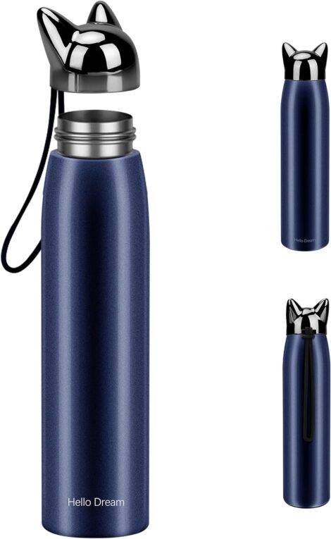 AIMMIE Cat Insulated Water Bottle, 320 ml/10.8 oz – Cute, Leak-Proof Stainless Steel Mug for Kids and Women