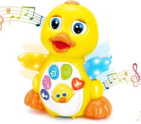 Hola Baby Yellow Duck Toy: Dancing, Singing, Crawling – Gifts for 1-3 Year Olds.